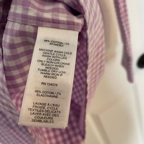 Vineyard Vines Mens Small Classic Fit Shirt Purple Gingham Plaid Stretch - Picture 6 of 6